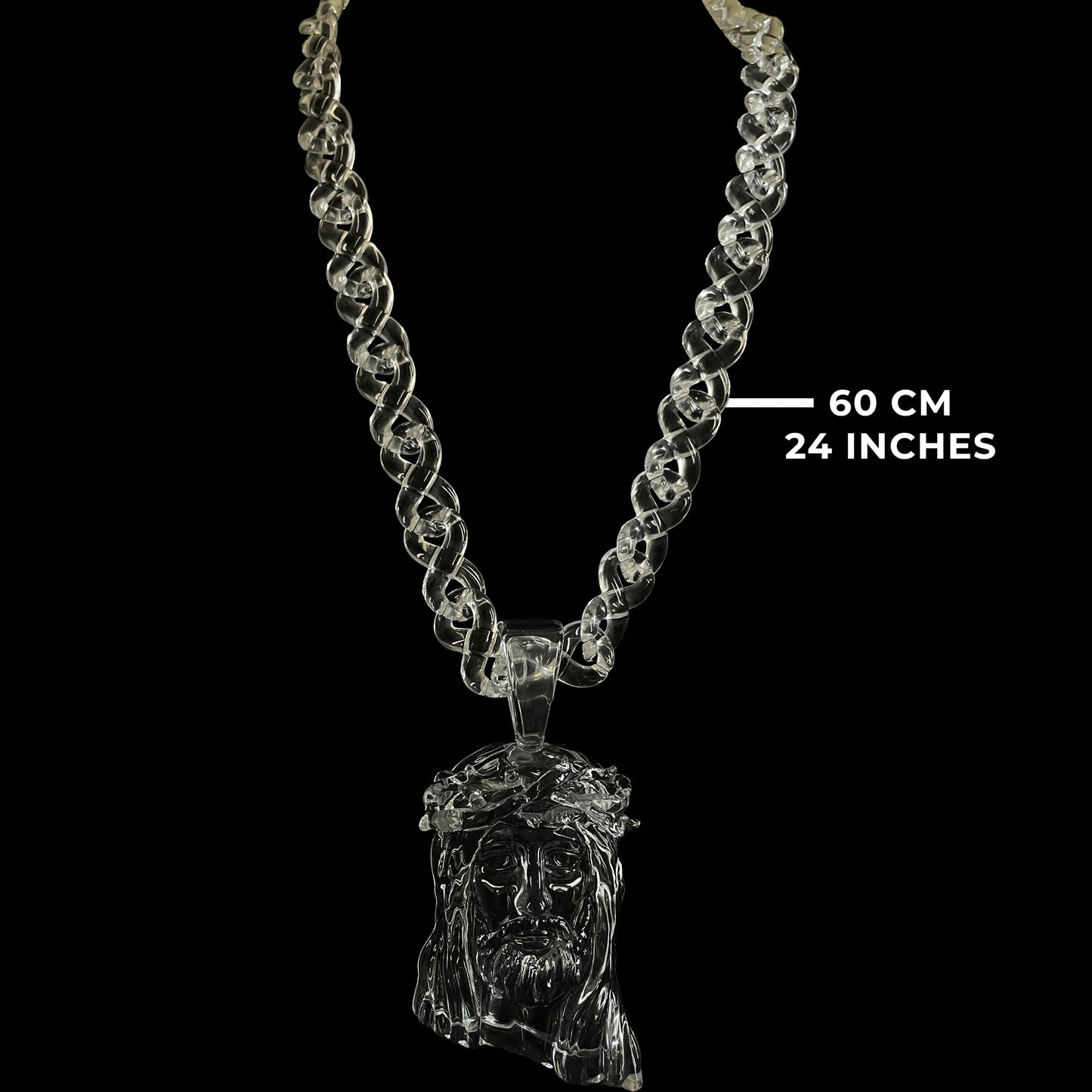 Clear Jesus Piece Pendant