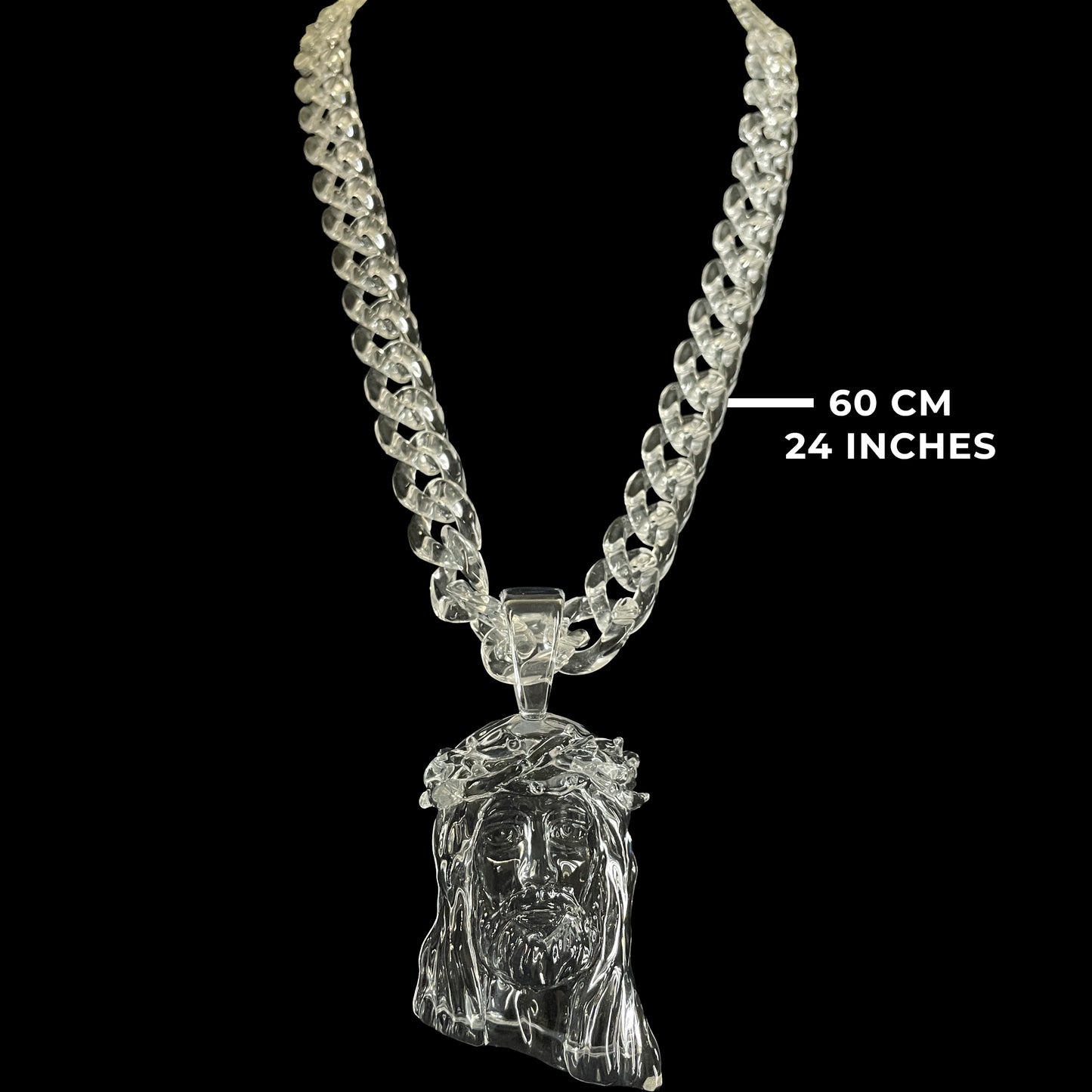 Clear Jesus Piece Pendant