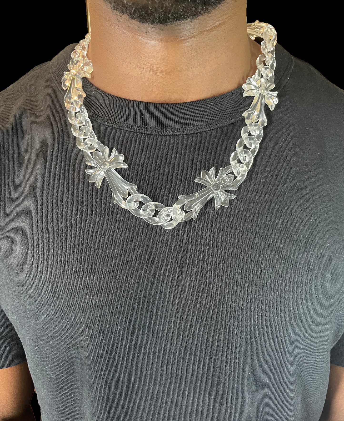 Clear Cuban And Cross Link Chain