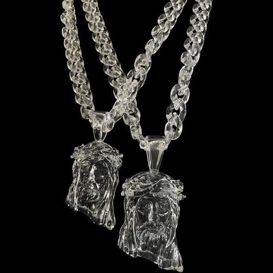Clear Jesus Piece Pendant