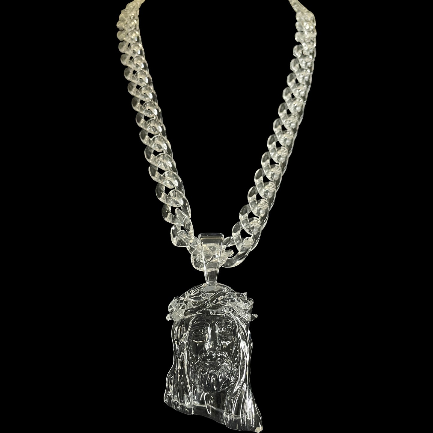 Clear Jesus Piece Pendant
