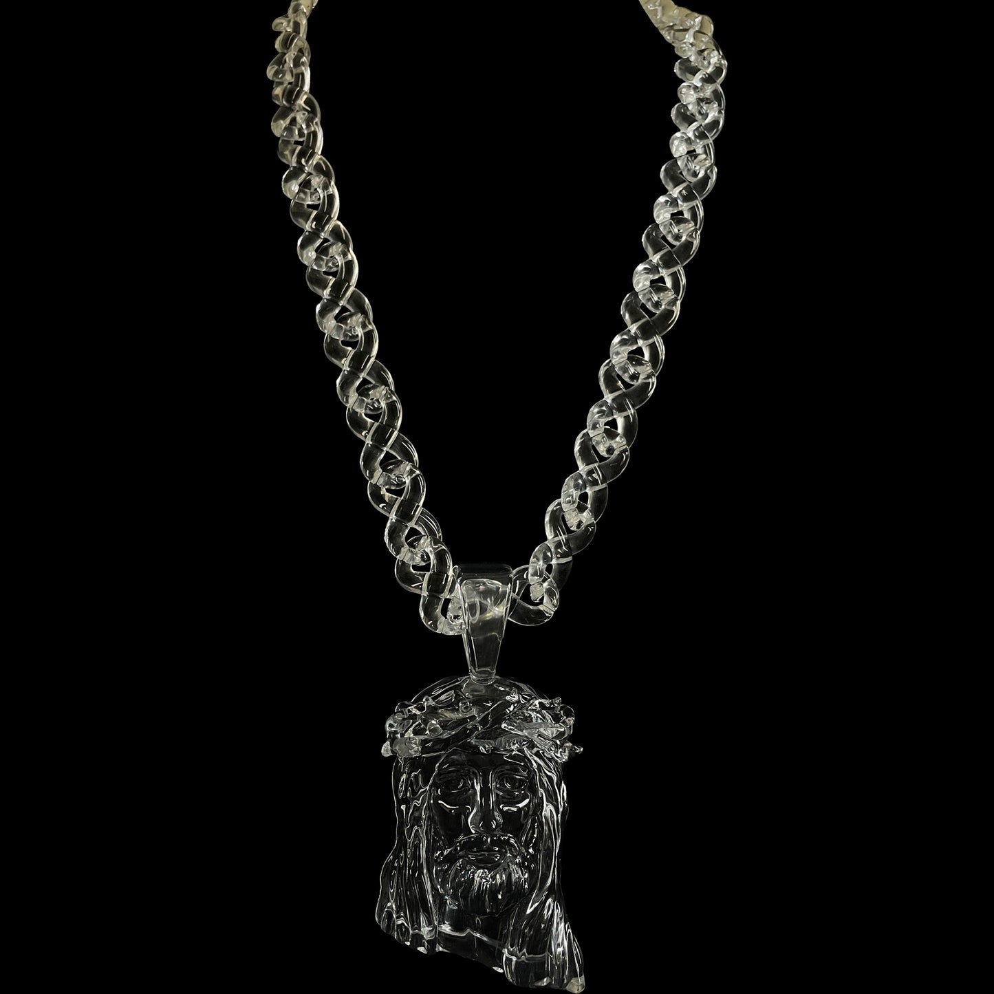 Clear Jesus Piece Pendant