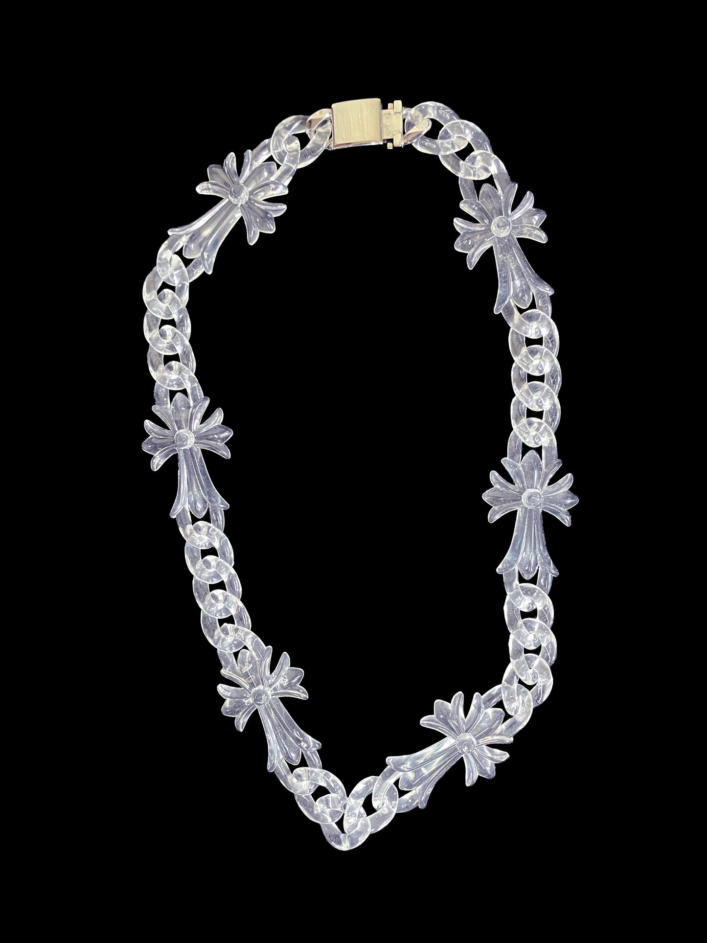 Clear Cuban And Cross Link Chain